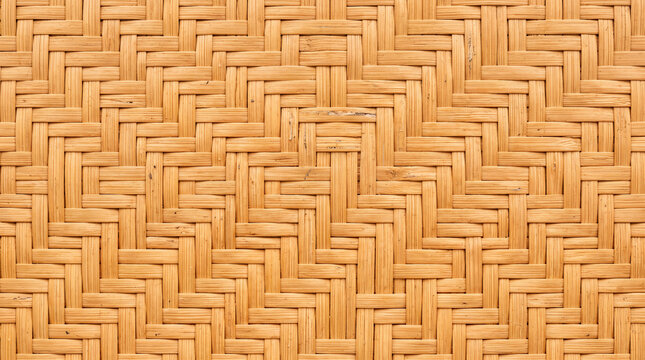 Natural woven bamboo texture background, traditional handcrafted wicker or rattan pattern surface