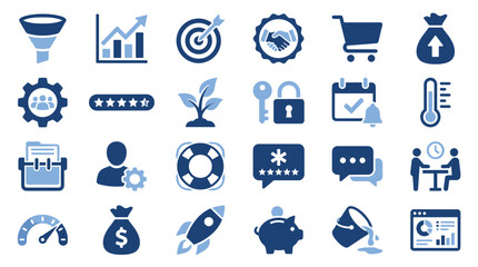 Fototapeta premium Set of flat business and marketing icons isolated on white background