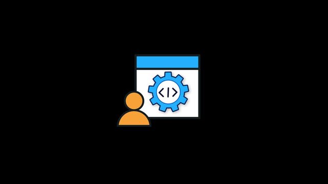 Developer Coding and Software Engineer Working Animation Alpha Transparent Background. 4K Resolution
