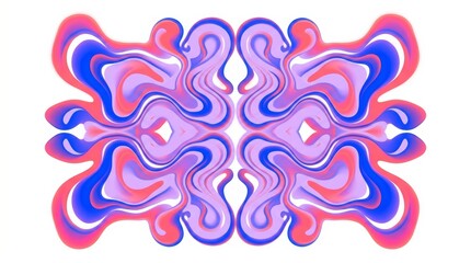 Fototapeta premium Mirrored kaleidoscope liquid waves in coral lavender and cobalt