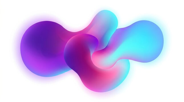 Fluid gradient blob in purple magenta and cyan on white background