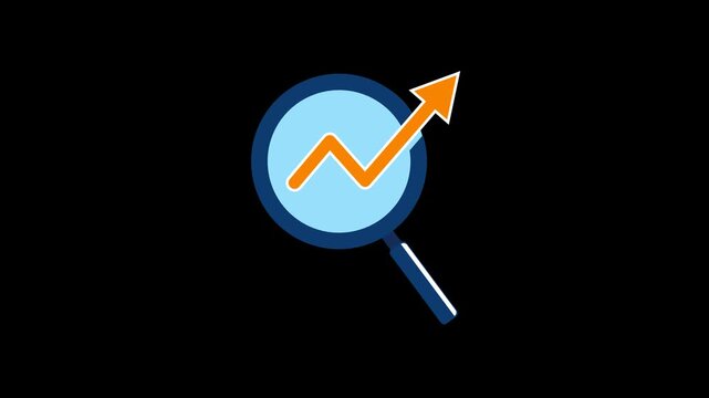 SEO Search Engine Optimization and Analytics Growth Animation Alpha Transparent Background. 4K Resolution