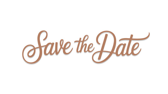 Save the date elegant calligraphy featuring flowing wavy lettering for wedding invitations, cards, and romantic event decoration.