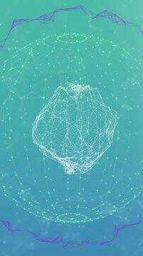 Animation of globe with shapes over blue background