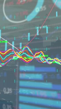 Animation of financial data processing over cityscape