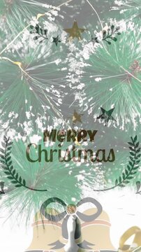 This video features animated christmas baubles and a tree on a white background