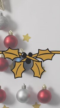 Animated Christmas decorations video ends with festive message.