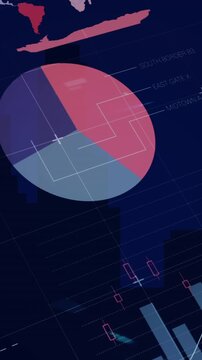 Animation of data processing and diagrams over city