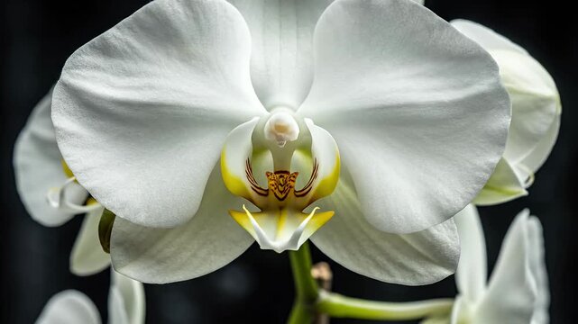 Closed white orchid buds before blooming.