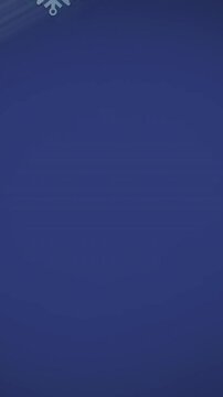 Animation of snowflake icons forming a frame against copy space on blue background