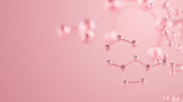 pink molecular structure background for cosmetic science dermatology research and medical biotechnology