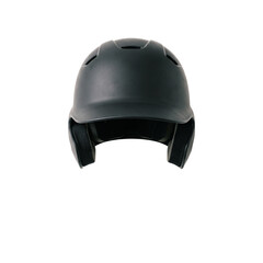Fototapeta premium Black Matte Baseball Batting Helmet Front View on White Background.