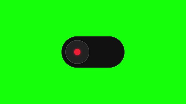 Animated Dark Mode Toggle Switch Button Switching from ON to OFF with Green and Red Lights on Chroma Key Background