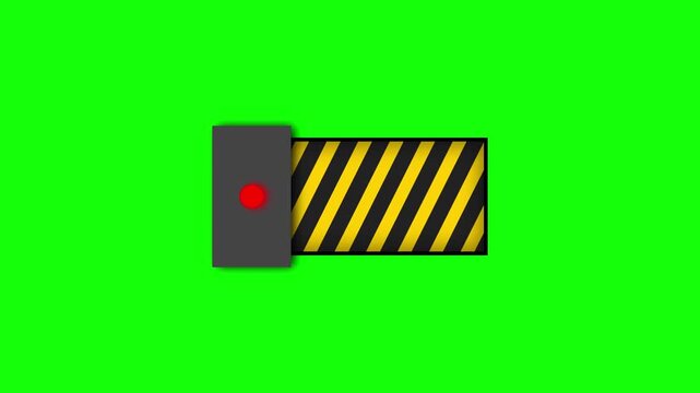 Industrial Hazard Stripe Sliding Animation with Status Indicator Light Switching from Green to Red on Chroma Key
