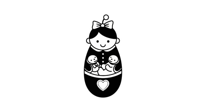Black and white matryoshka doll.