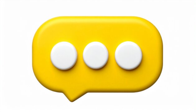 3D Yellow Chat Bubble Message Icon Isolated on White Background