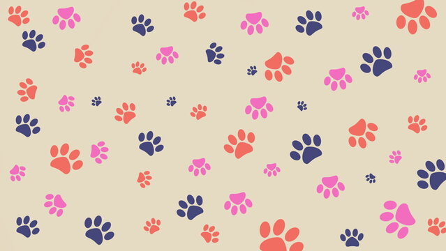 Playful Cat Paw Pattern Landscape Background