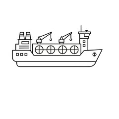 Outline of a cargo ship with cranes © ilas