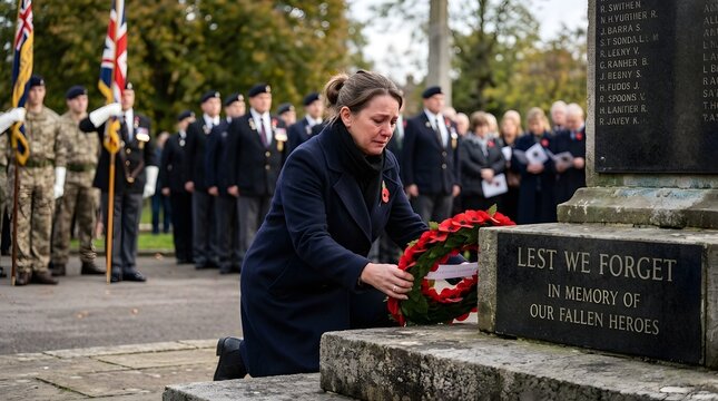 Honoring fallen heroes on Gold Star Mother's Day with a wreath at memorial