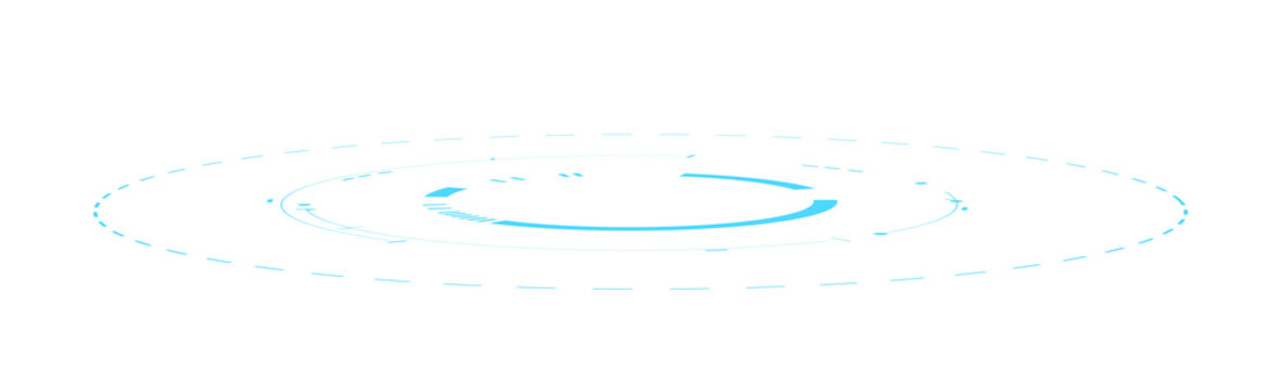 Glowing blue hologram circle portal display futuristic technology hud interface isolated on transparent png background