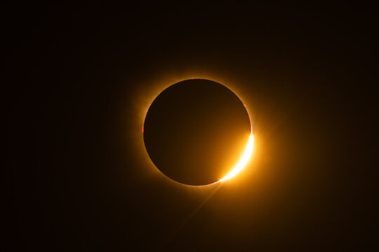 Different phases of the total solar eclipse that was seen in August 2026 in Asturias, a province of Spain