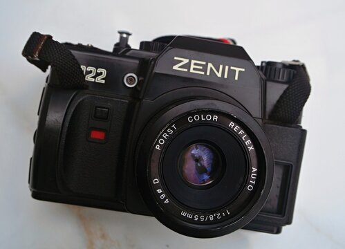 Zenit 122 vintage SLR camera capturing film photography nostalgia