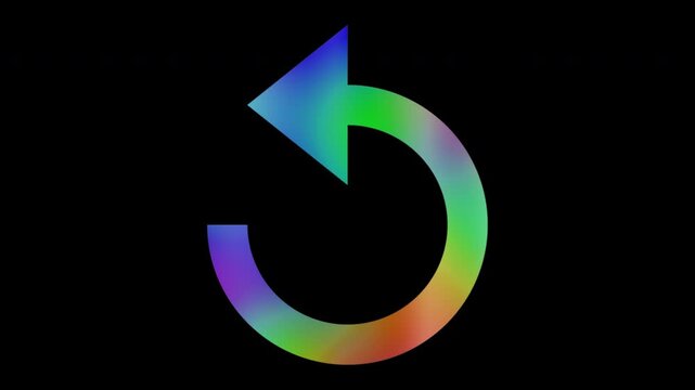 Colorful abstract patterns of a reload arrow, alpha channel, looping