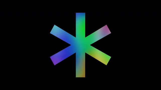 Colorful abstract patterns of an asterisk symbol, alpha channel, looping