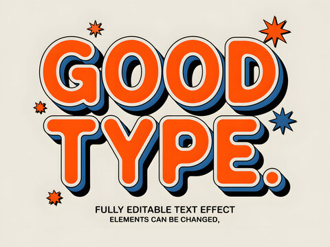 Retro bold text effect displaying good type on light backdrop for nostalgic designs.