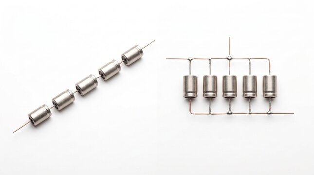 Capacitors wired in series and in parallel compared, capacitance physics concept