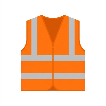 Fluorescent Orange Safety Vest with Reflective Silver Strips