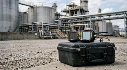 Fototapeta premium portable voc detector for workplace air quality monitoring, chemical exposure assessment, industrial hygiene inspection, environmental testing and worker safety compliance