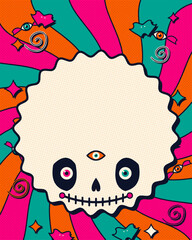 Naklejka premium Retro 70s psychedelic pop art and vintage comic Halloween vector backgrounds with empty text space.