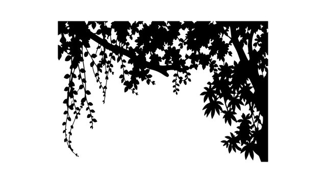 Tree Branch Silhouette Overhanging Border Design Element