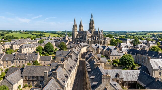 France Bayeux Historic Town Panorama