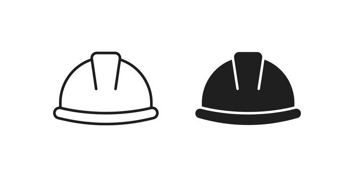 Safety helmet hard hat vector icons for industrial construction logo.