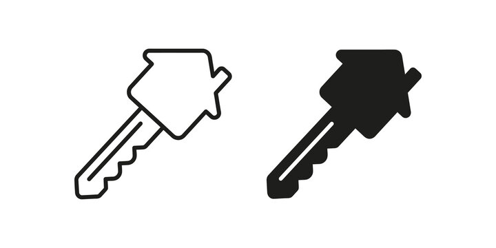 Real estate house key line and glyph vector icons for home buying.