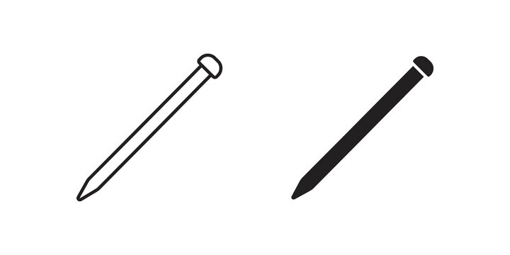 Metal nail construction hardware icons in stroke and solid versions.