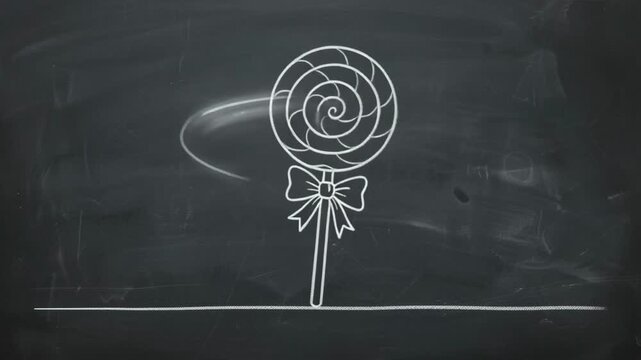 Lollipop Chalk Drawing on Blackboard
