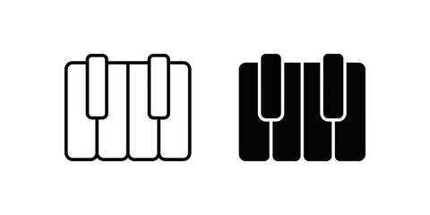 Piano keys line and solid vector icons on a checkerboard background. © SAJID