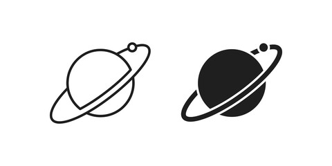 Planet with rings and moon satellite for space and astronomy projects. © SAJID