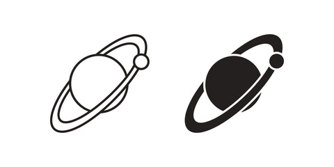 Saturn planet icon with ring system for astronomy space science studies. © SAJID