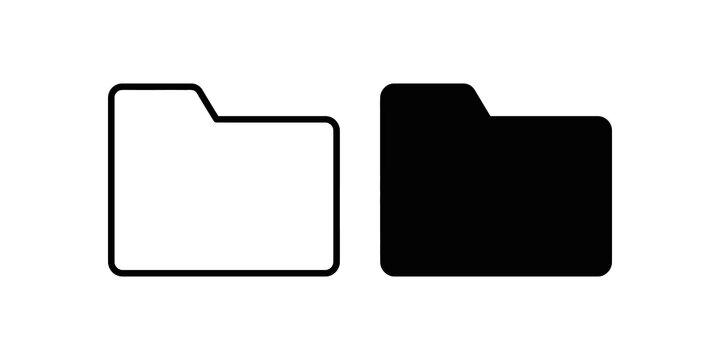 Minimalist folder line and solid black outline icons on transparent background.