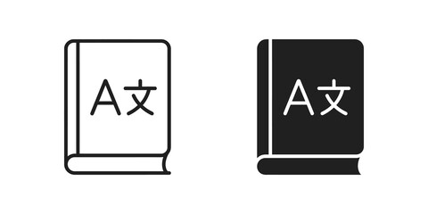 Translation dictionary book icon flat design black graphic element. © SAJID