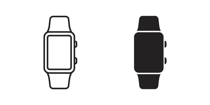 Smart watch icon set with digital interface for personal activity tracking.