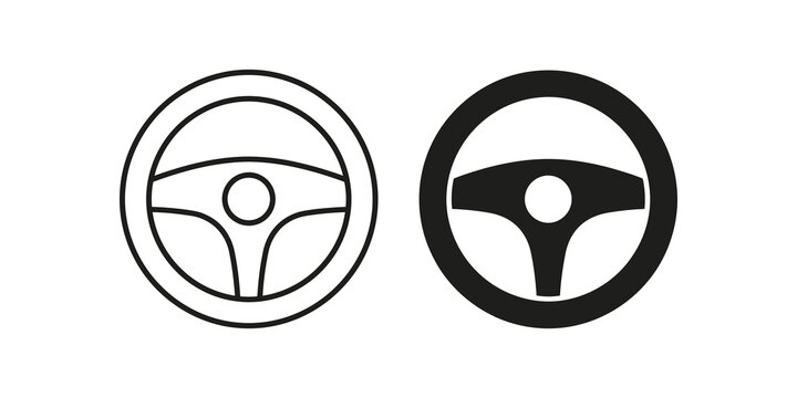 Car steering wheel icon for driving and transport control.