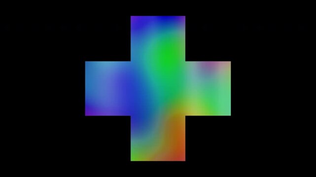 Colorful abstract patterns of a cross symbol, alpha channel, looping