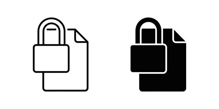 Secure file document icons with padlock symbols for digital encryption.