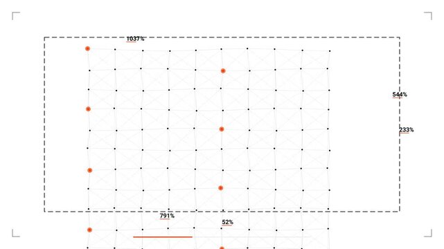 Grid Overlay with Red Dots and Percentage Markers