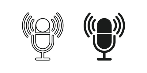 Broadcasting studio microphone icon for audio recording and live streaming. © SAJID